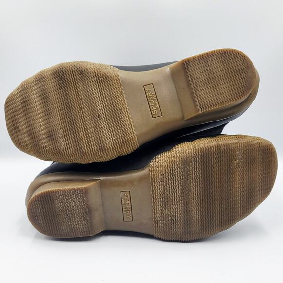 Sperry Saltwater Duck Boots Black & Tan Wool Waterproof Side Zip Women's Sz 6.5 - Picture 9 of 12